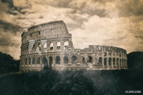 Picture of Vintage aged print effect of the Colosseum Rome